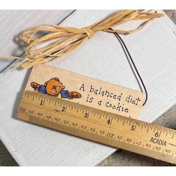 Wooden Wall Hanging Plaque With Humorous Cookie Quote & Bear Illustration - Picture 4 of 5